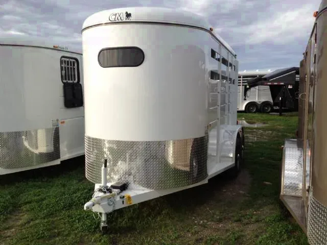 2 HORSE TRAILER-STEEL-WHITE WITH SINGLE REAR DOOR