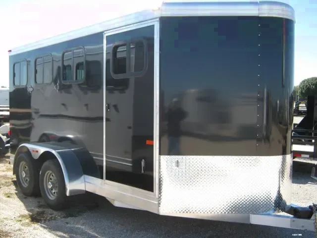 3 Horse Slant Load Black Trailer