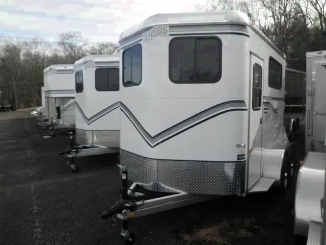 2 HORSE WHITE WITH GREY ACCENTS-SLANT LOAD