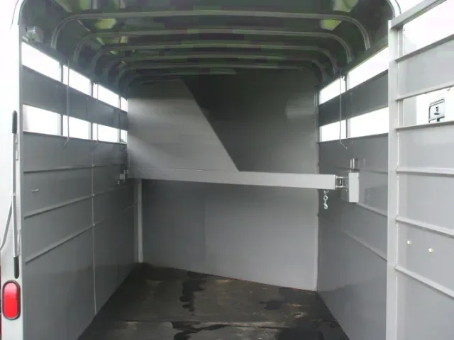 GREY 2 HORSE TRAILER-ROUNDED FRONT