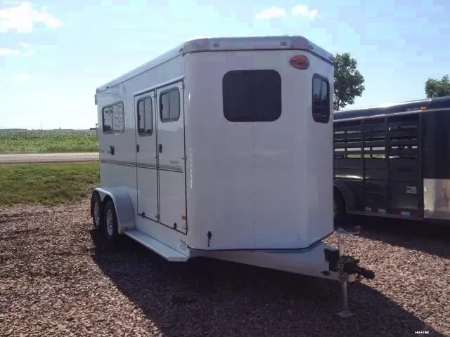 2 Horse Aluminum White Bumper Pull Slant Load