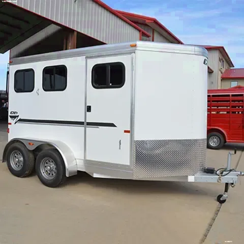 3 Horse Slant Load with Drop Feed Doors Aluminum