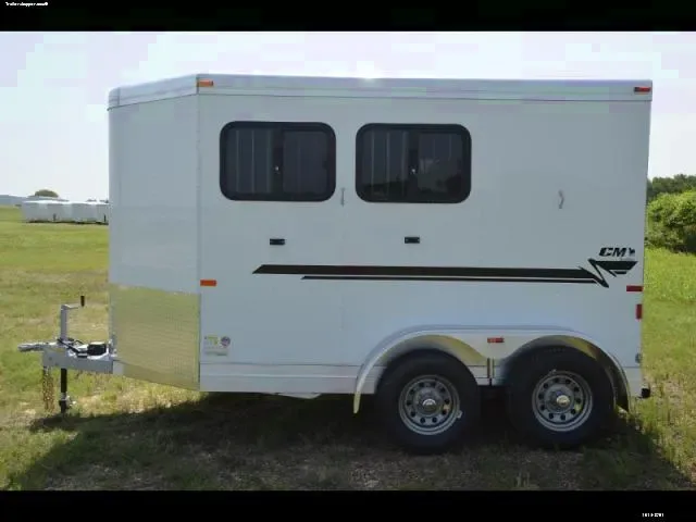 White 2 Horse Aluminum Bumper Pull Trailer