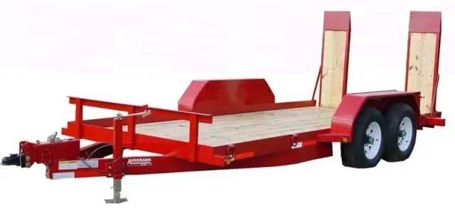 RED 16FT PINTLE HITCH TRAILER WITH 2-5200LB AXLES