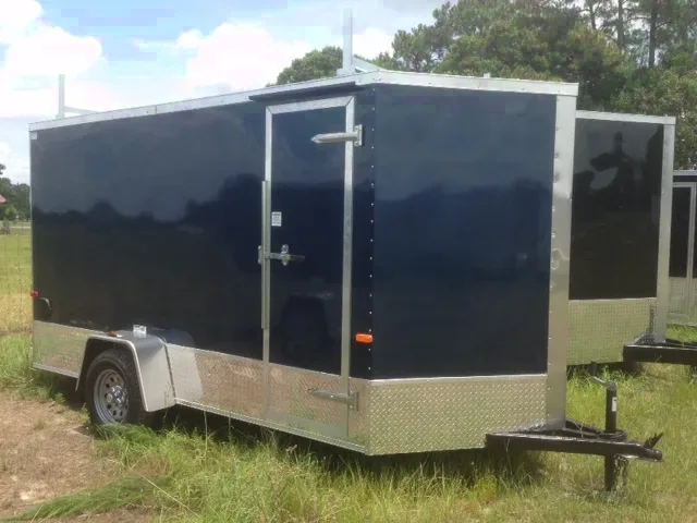 12ft Blue Jobsite Trailer w/Ramp Door