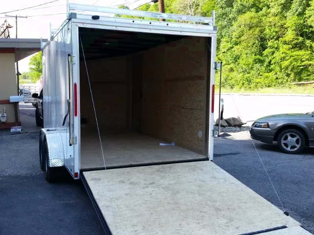 White 14ft Enclosed Trailer W/Ladder Racks