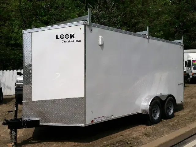 16ft Jobsite Trailer W/Ladder Racks-White