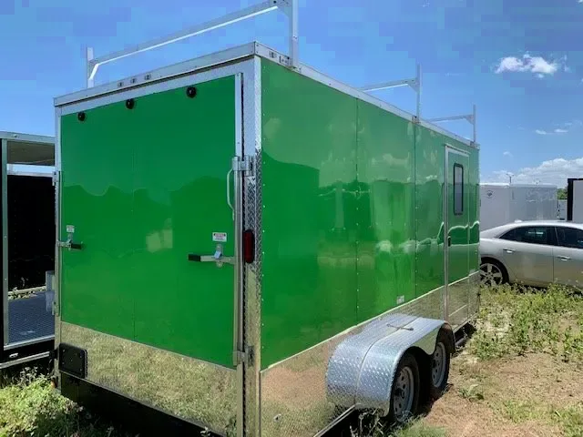 GREEN 16FT JOBSITE TRAILER W/LADDER RACK