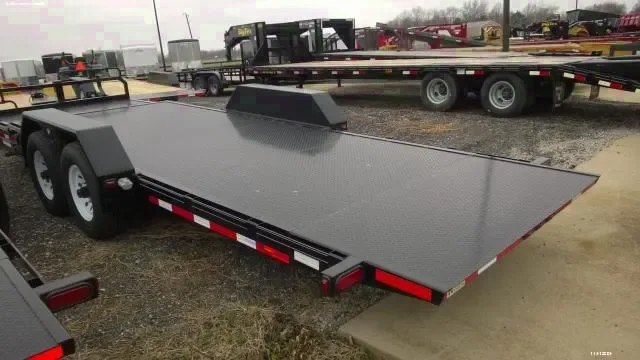 Black 20ft Tilt Bed Trailer w/Diamond Tread Plate Decking