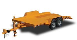16ft yellow jobsite trailer w/gravity tilt forklift