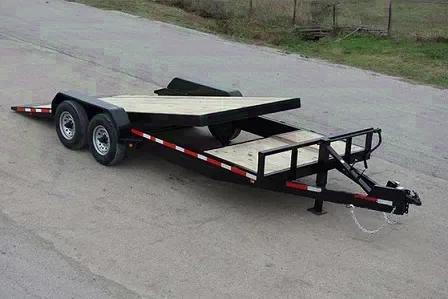 20ft  Lowboy Tilt Bed Trailer with Wood Deck