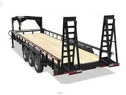 24ft Gooseneck Lowboy Equipment with Triple 7,000 lb EZ Lube 8 lug