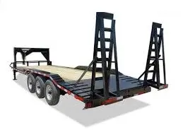 20ft Gooseneck Lowboy Equipment  - Black Steel Frame with Wood Deck