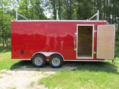 18ft Red Contractor's Trailer w/Ladder Rack