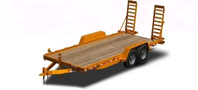 14ft Yellow Skid Steer Trailer w/Stand Up Ramps