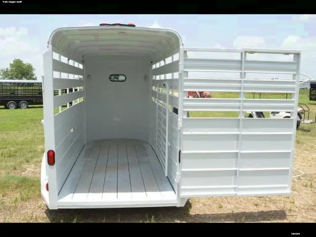 14ft White TA Stock Trailer
