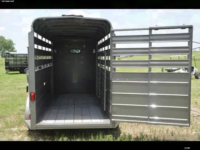 14ft Beige Bumper Pull Stock Trailer
