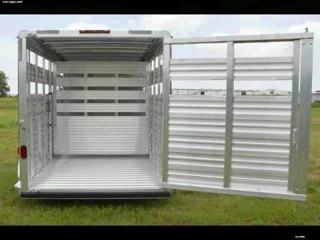 White V-Nose 14ft Livestock Trailer