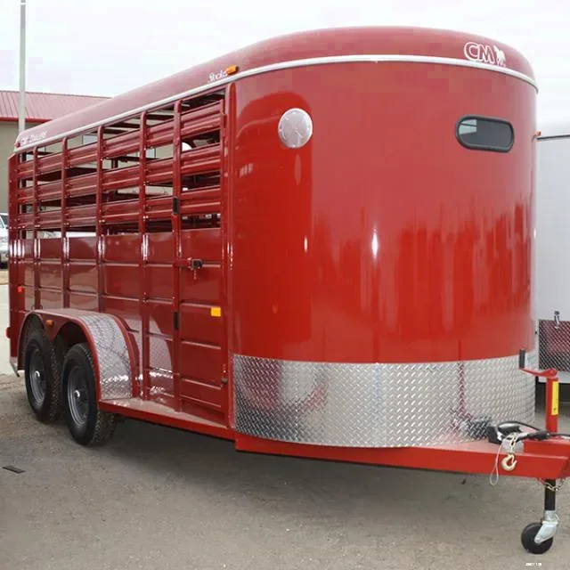 Red 14ft Bumper Pull Livestock Trailer