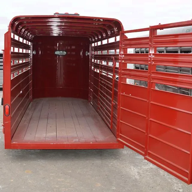 Red 14ft Bumper Pull Livestock Trailer