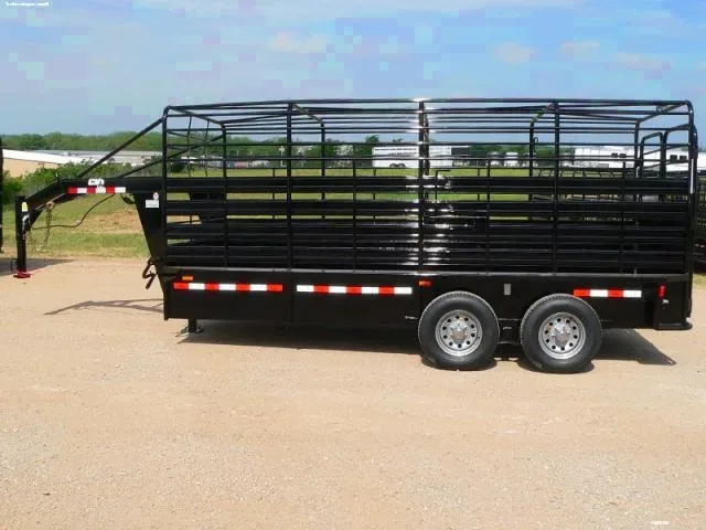 Black ES 16ft Steel Livestock Gooseneck