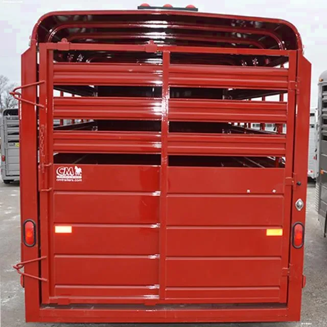 Red 14ft Bumper Pull Livestock with Window in Rounded Front