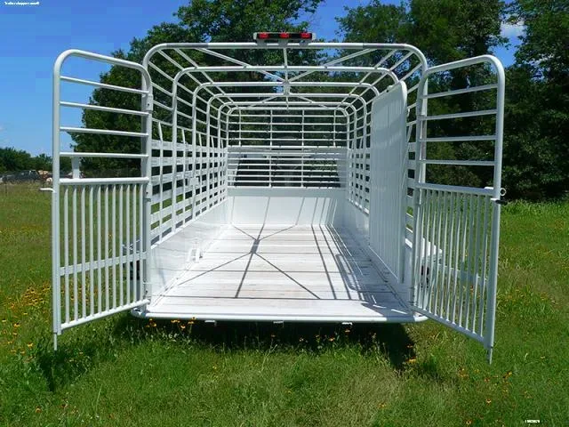 White 16ft Bar Top Livestock Trailer