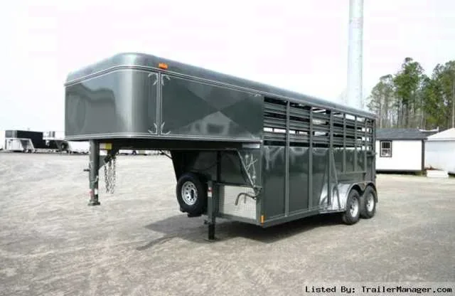 GRAY 16ft GOOSENECK STOCK TRAILER