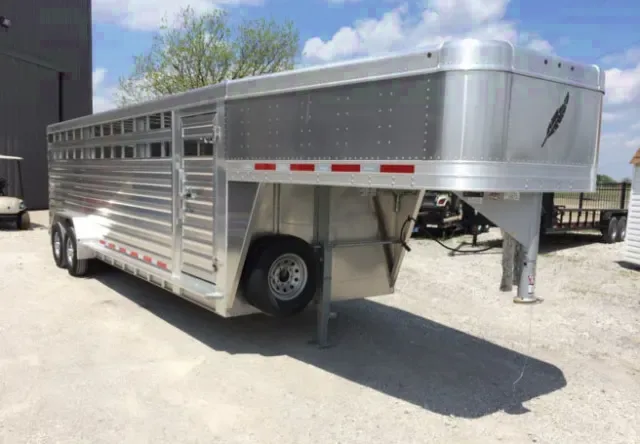 Silver and Grey Gooseneck 20ft Livestock Trailer