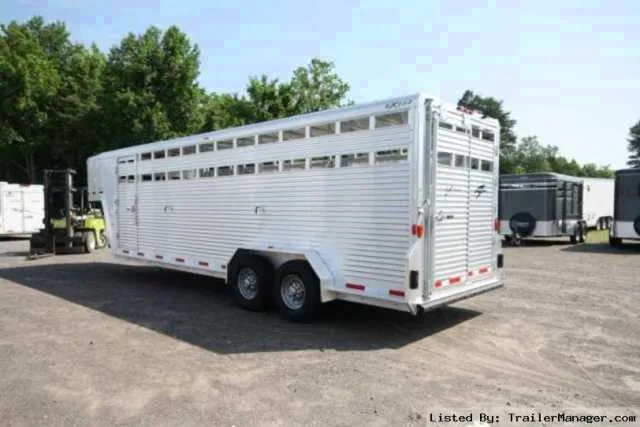 24 ft White Aluminum Stock Trailer