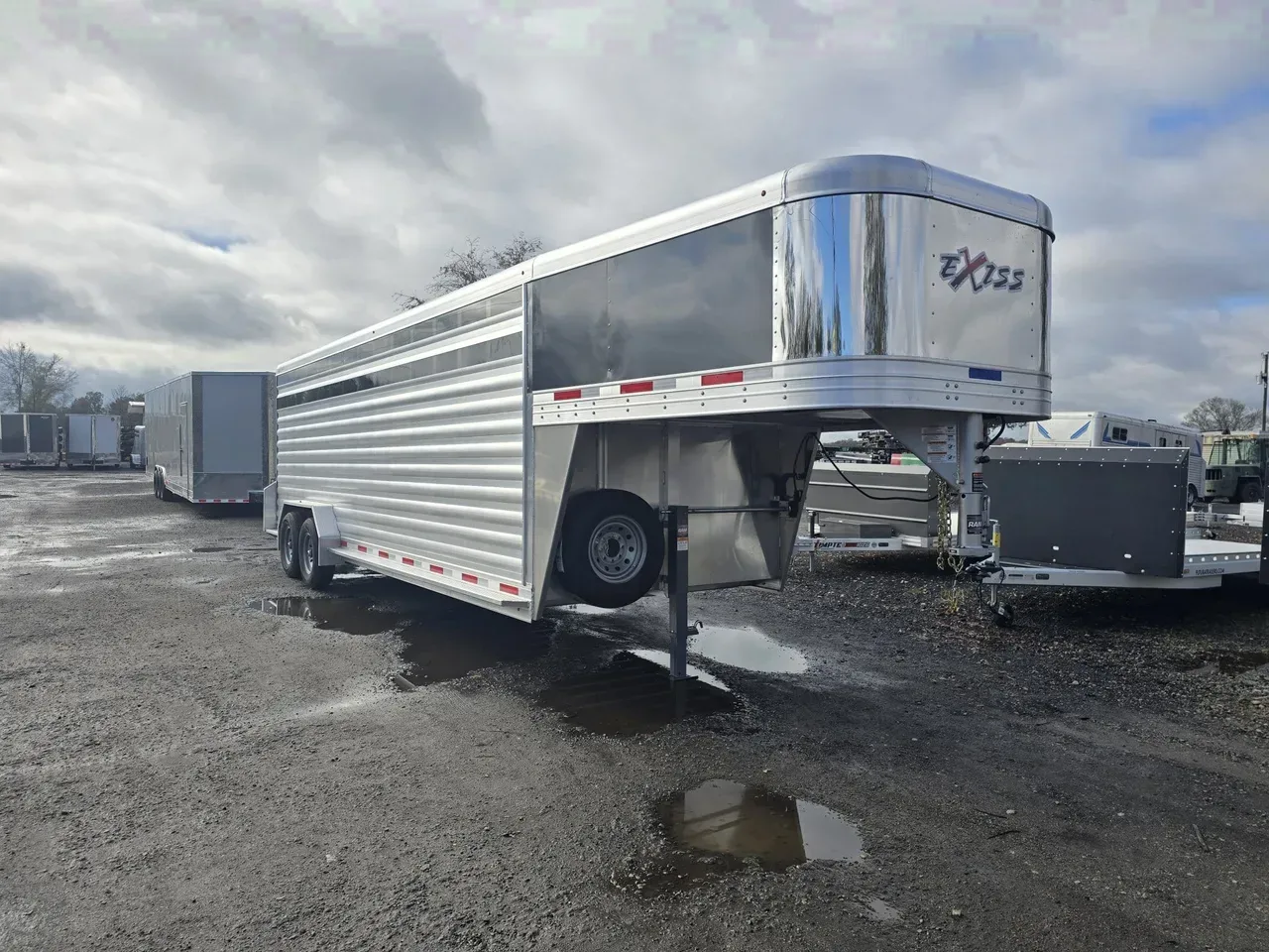 Livestock/Horse Trailer 2025 7X24 Exiss trailer 7×24′ Aluminum LiveStock Gooseneck Trailer -AGLS724-3horsegn-082271 7 ft. x24 ft.