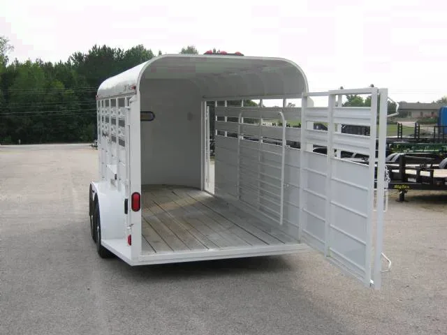 14ft White Stock Trailer w/ 6.5 Foot Interior Height