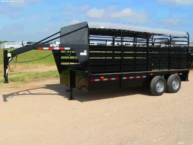16ft Stock Trailer w/Grey Canvas Top