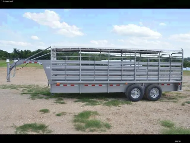 20ft Grey Tarp Coved GN Stock Trailer