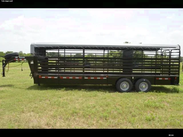 Black 24ft GN Tarp Top Cattle Trailer