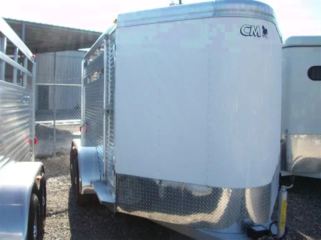 White Bumper Pull 14ft Stock Trailer w/Spare Mount