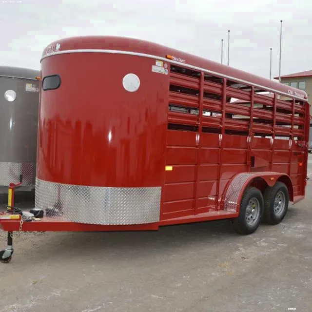 Red TA 14ft Livestock Bumper Pull Trailer