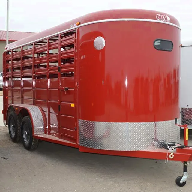 Red 16ft Livestock Bumper Pull Steel Stock Trailer