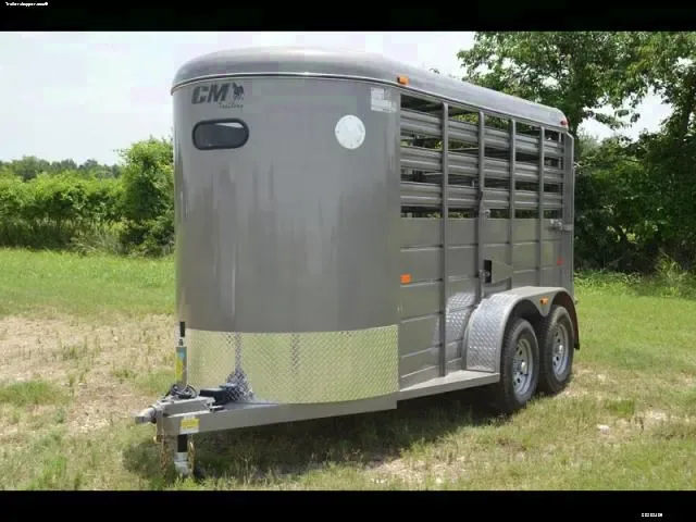 Beige 14ft Bumper Pull Stock Trailer