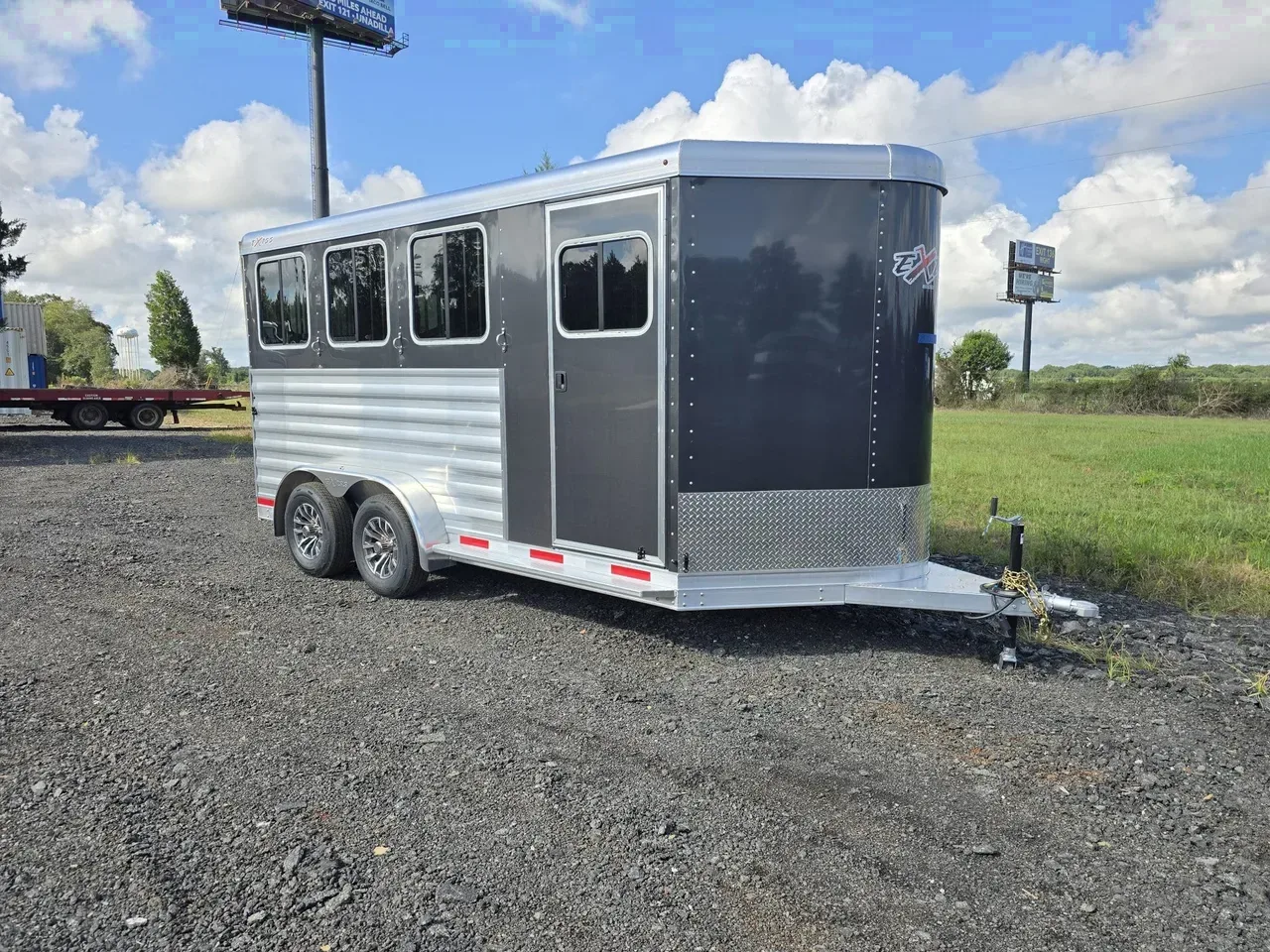 Livestock/Horse Trailer 2026 6.8X14 Exiss trailer 614 All Aluminum 3 Horse Slant Load Trailer With Removable Rear Tac Room
