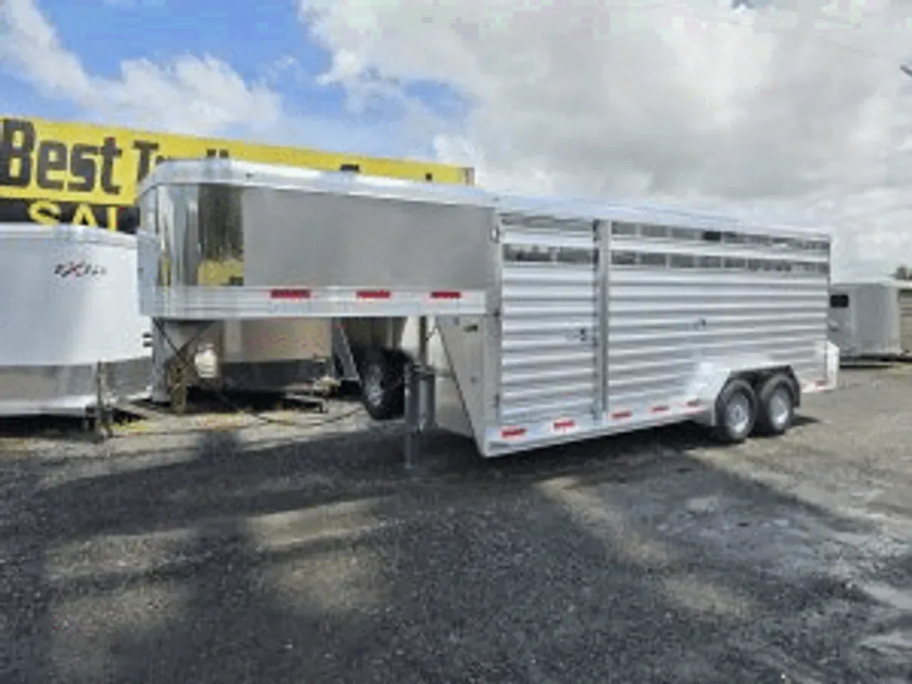 Aluminum 2025 7X20 Exiss trailer STK 7020 Gooseneck Aluminum Livestock Trailer -AGLSGN720-STK7020-082265 7 ft. x20 ft.
