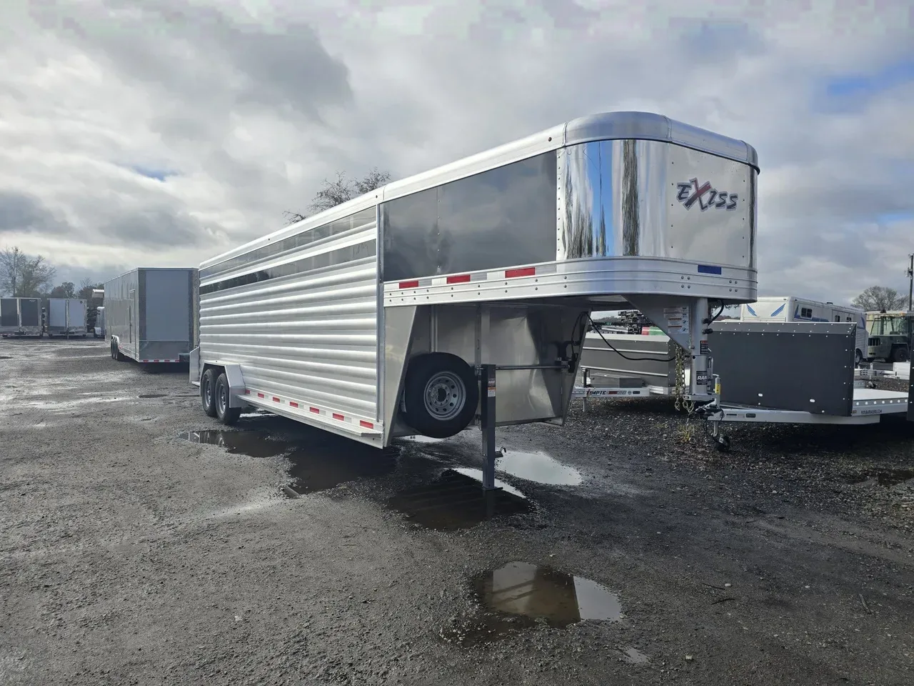 Livestock/Horse Trailer 2025 7X24 Exiss trailer 7×24′ Aluminum LiveStock Gooseneck Trailer -AGLS724-3horsegn-082271 7 ft. x24 ft.