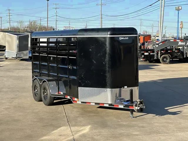 Offer Welcome: New 2025 Delco 16' Stock Trailer with Rubber Floor & Cut Gate