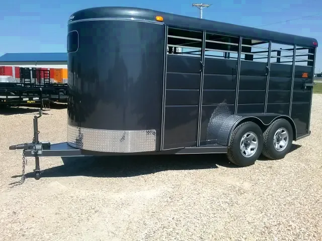 16ft Charcoal Stock Trailer w/Front Window