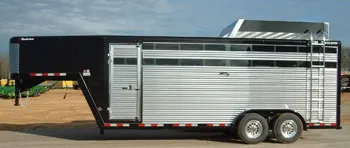 Aluminum 20ft Gooseneck Stock Trailer w/Hay Rack