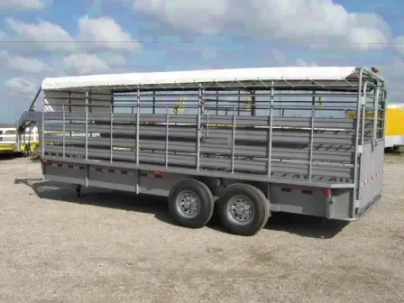 20ft Steel Gooseneck Cattle Trailer w/Tandem 7000lb Axles