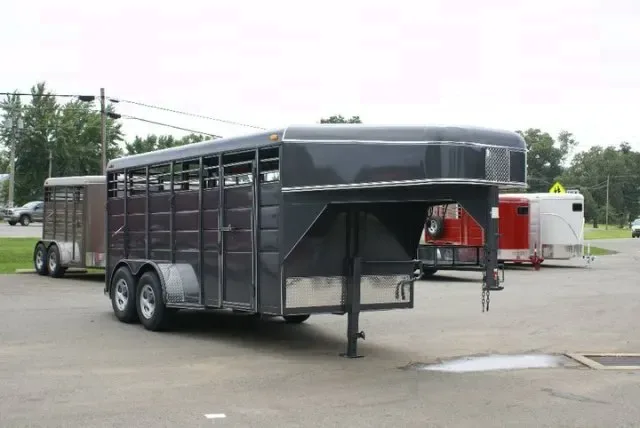 Charcoal 16ft Gooseneck Livestock Trailer
