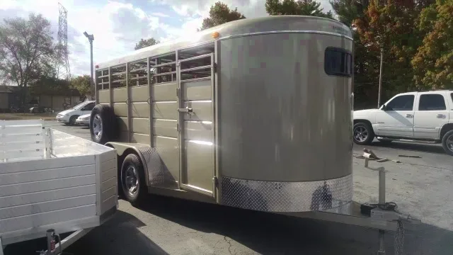 Tan 16ft Bumper Pull Stock Trailer