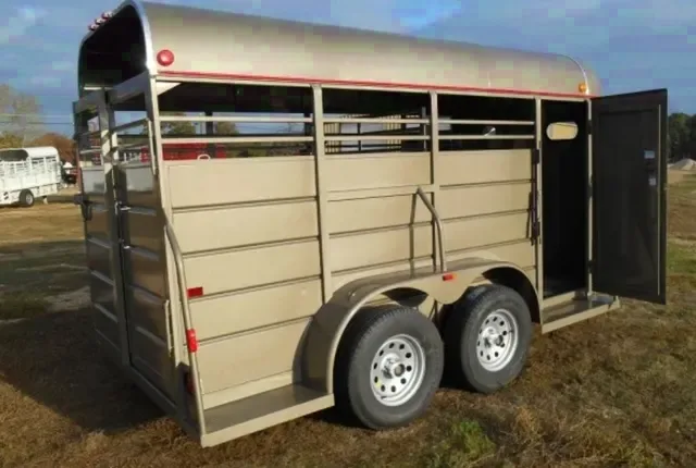 BROWN BUMPER PULL 14FT LIVESTOCK TRAILER