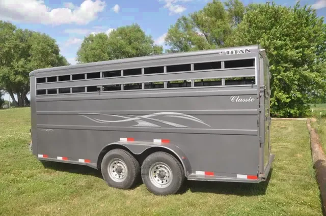 Steel Frame 16ft Charcoal Stock Trailer